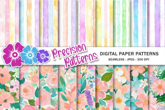 Download Watercolor Floral Pastel Stripes Pattern - Pastel stripes Collection