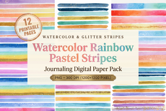 Download Watercolor Rainbow Pastel Stripes - Pastel stripes Collection
